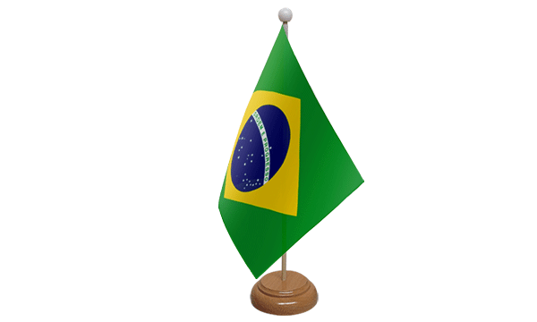 Brazil Small Flag with Wooden Stand